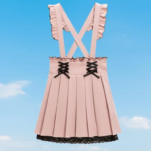 Pastoral Fantasy Finale     Overalls Dress Kawaii Academia Y2K Cottagecore Coquette Fairycore Dollette Princesscore