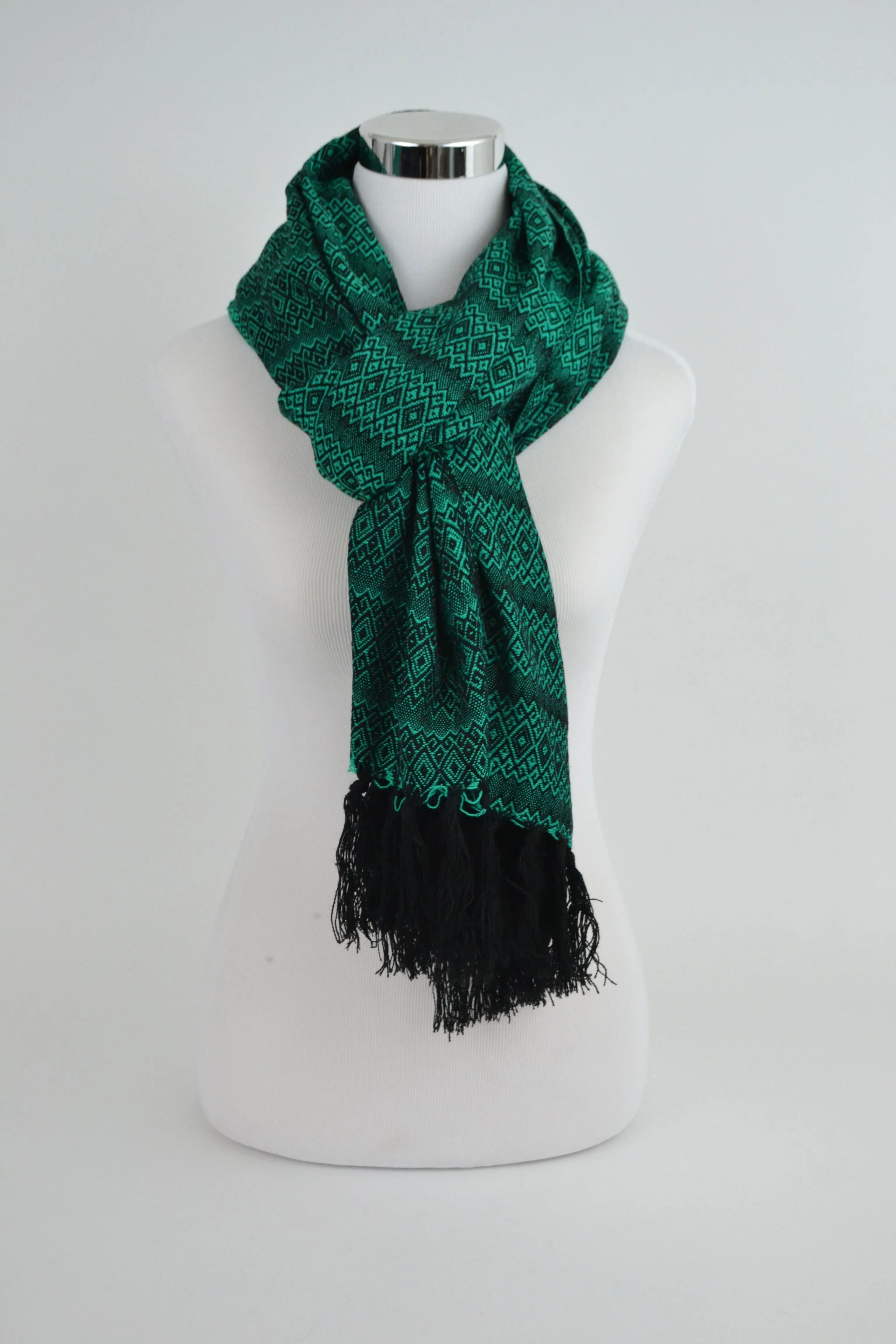 PATINA TEAL MERIDA REBOZO SHAWL MEXICAN BLANKET 75x30