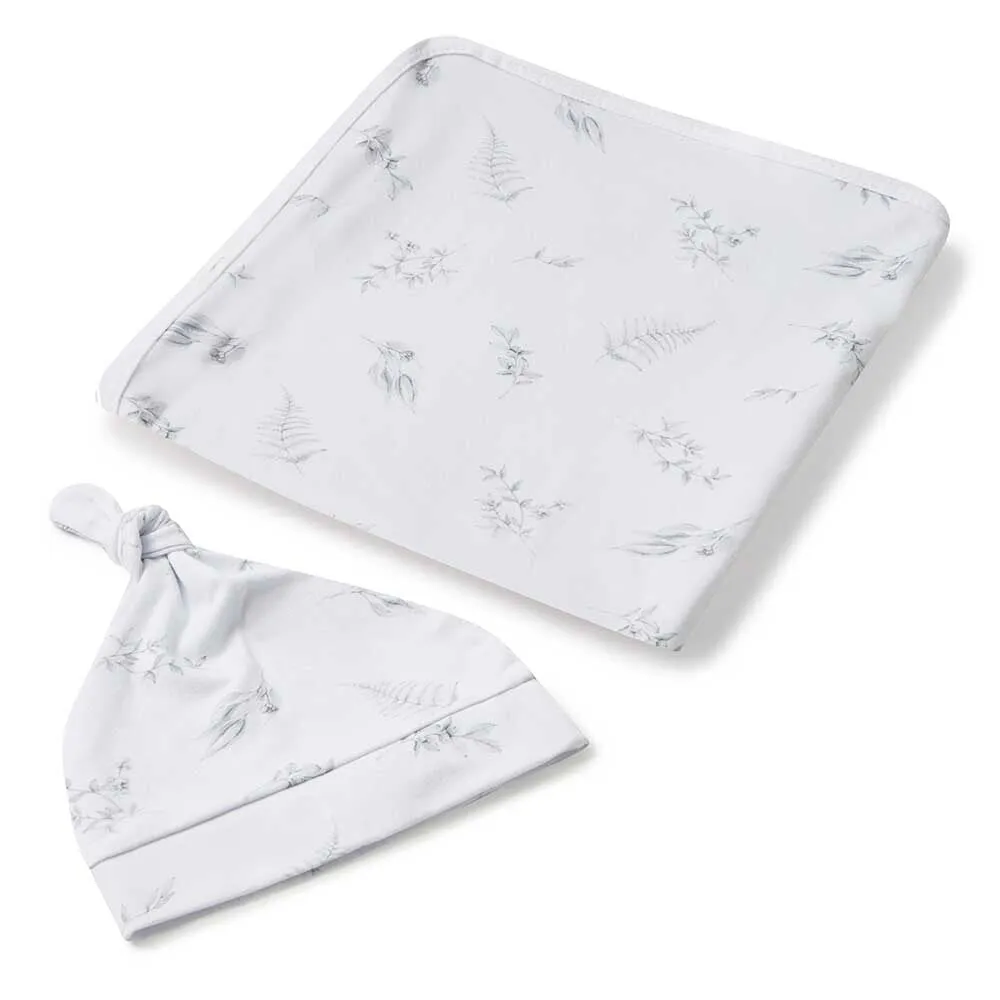 Silver Gum Organic Jersey Wrap & Beanie Set