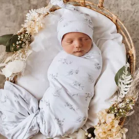 Silver Gum Organic Jersey Wrap & Beanie Set