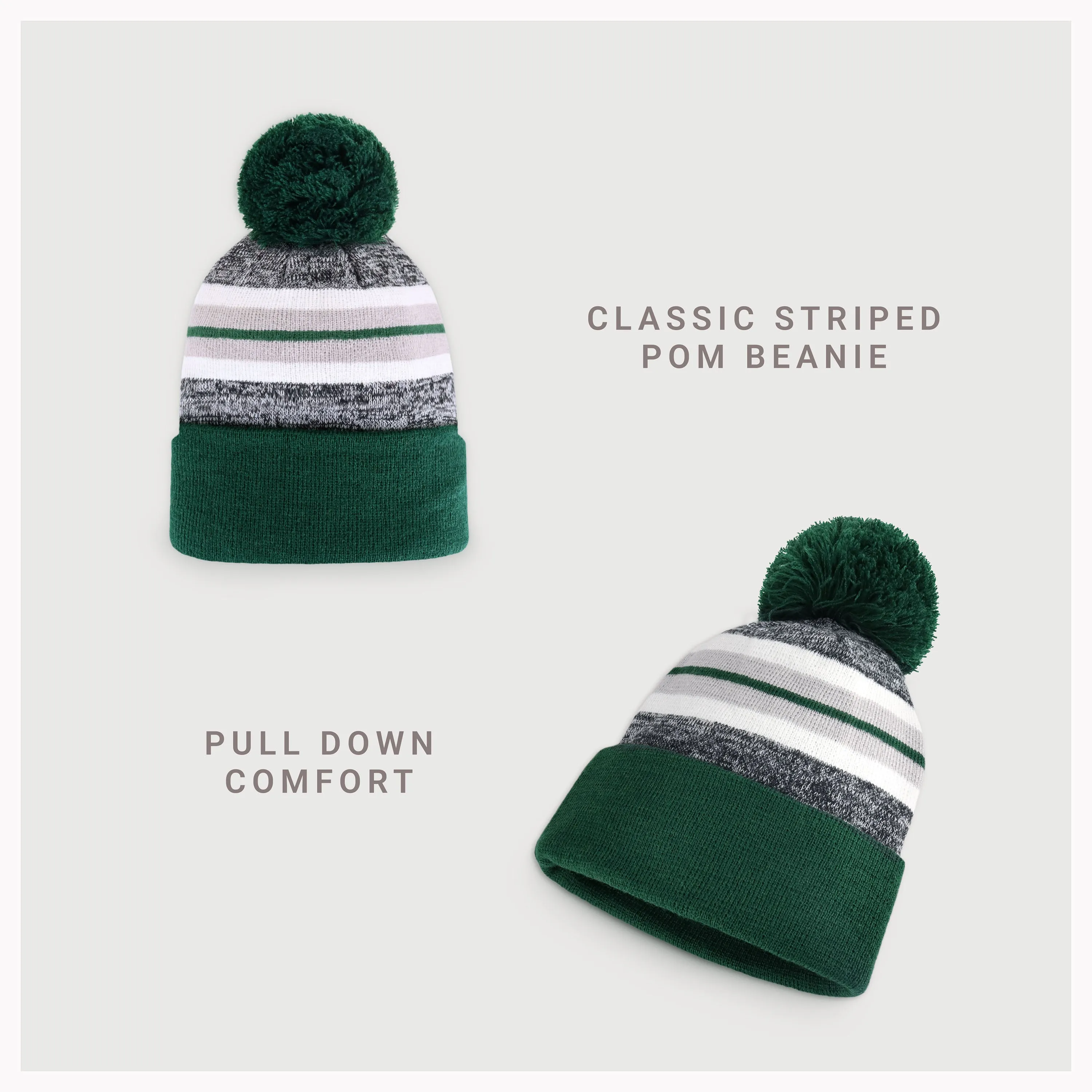 Stripe Sport Pom Beanie