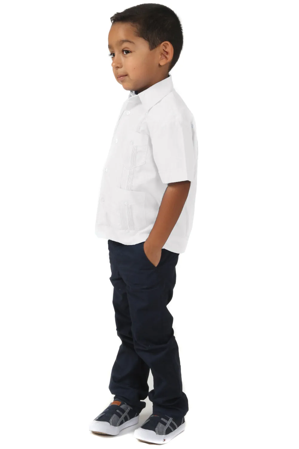 Toddler Boys Cotton Blend Guayabera Shirt Short Sleeve by Mojito Collection 0T-4T