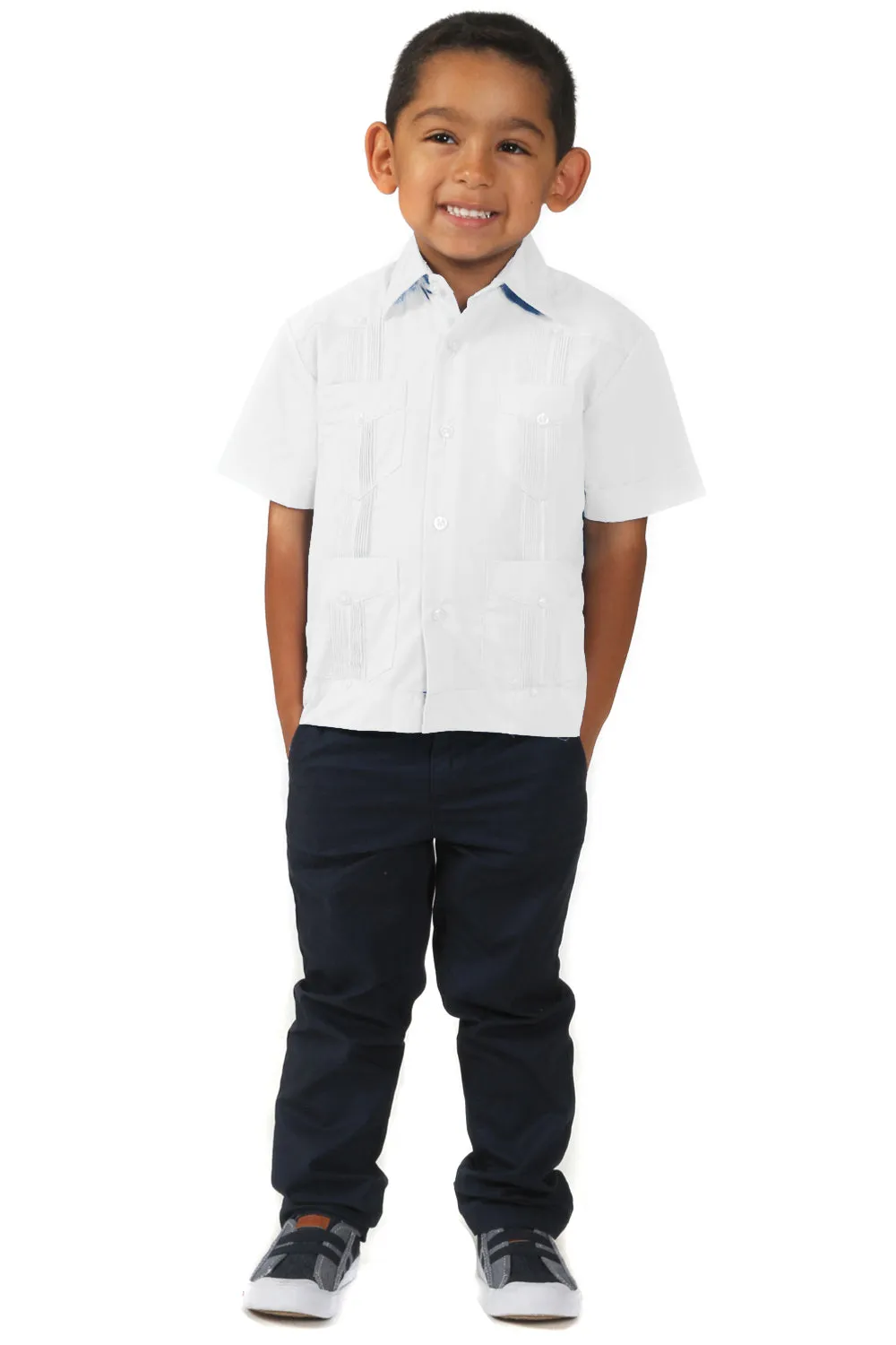 Toddler Boys Cotton Blend Guayabera Shirt Short Sleeve by Mojito Collection 0T-4T