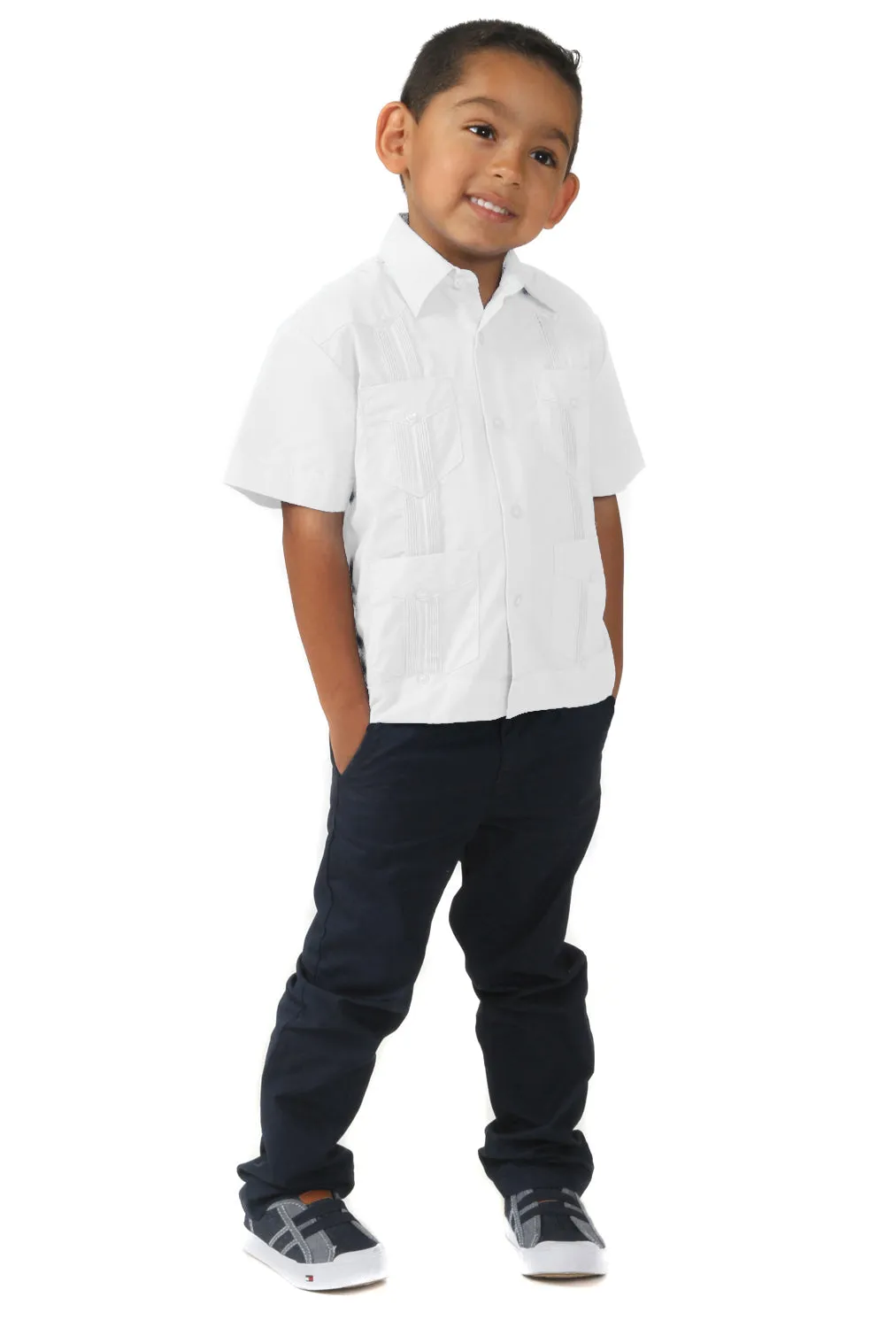 Toddler Boys Cotton Blend Guayabera Shirt Short Sleeve by Mojito Collection 0T-4T