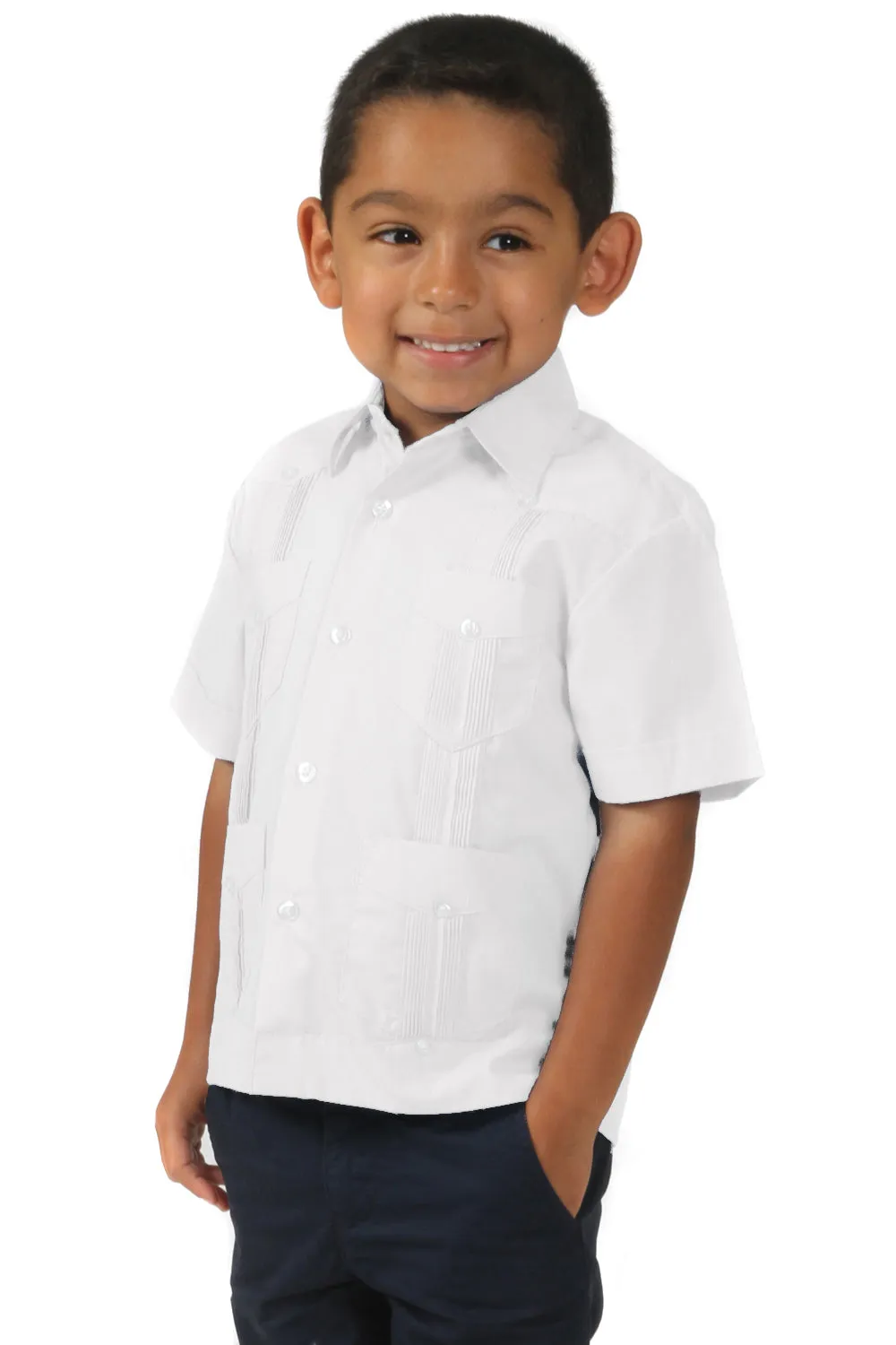 Toddler Boys Cotton Blend Guayabera Shirt Short Sleeve by Mojito Collection 0T-4T