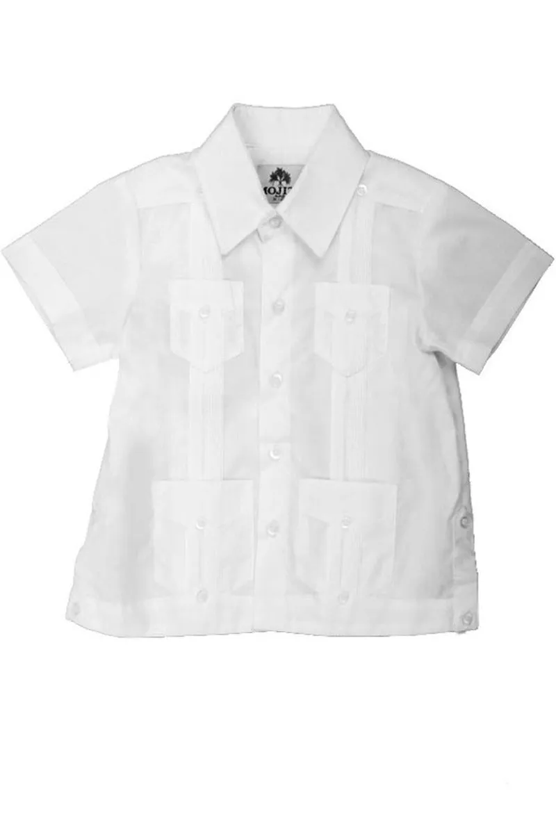 Toddler Boys Cotton Blend Guayabera Shirt Short Sleeve by Mojito Collection 0T-4T