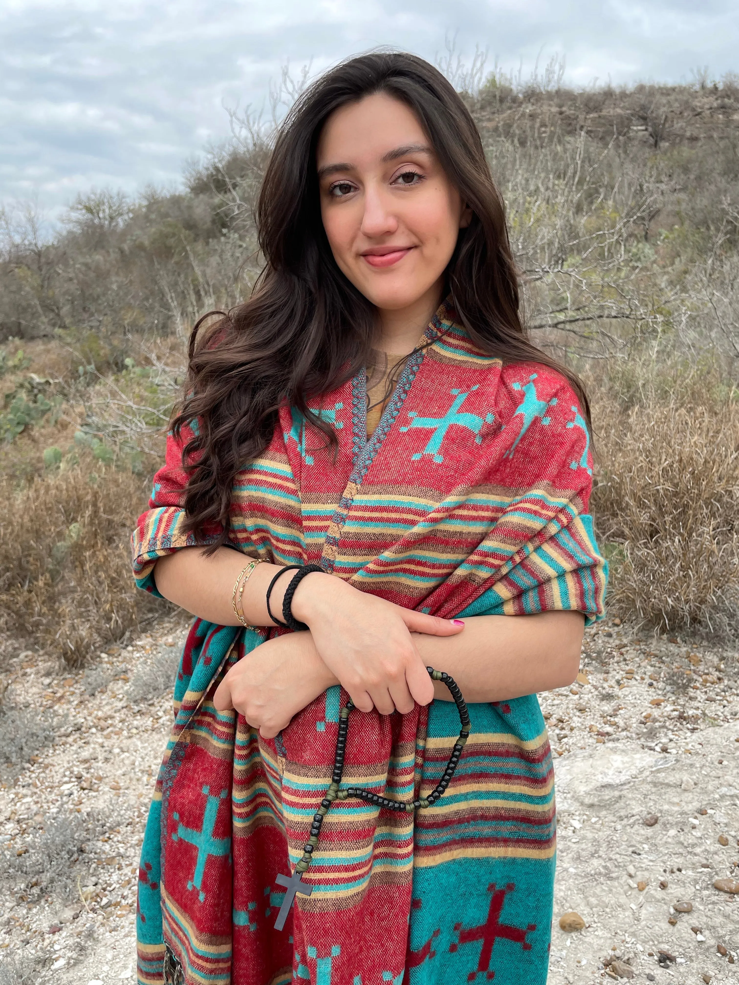 Turquoise Cross Shawl